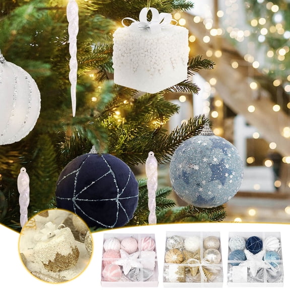 HBBKVI Christmas Decorations Multicolor Boutique Foam Christmas Ball Tree Top Star Set Christmas Tree Pendant