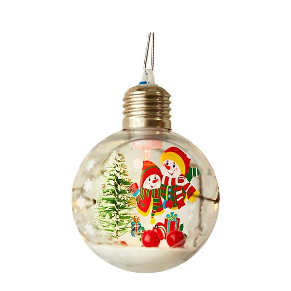 HBBKVI Luminous Christmas Ball Ornaments 3.1", Pendant with Snowman and Santa, 4 Light Modes, for Tree and Window Decoration