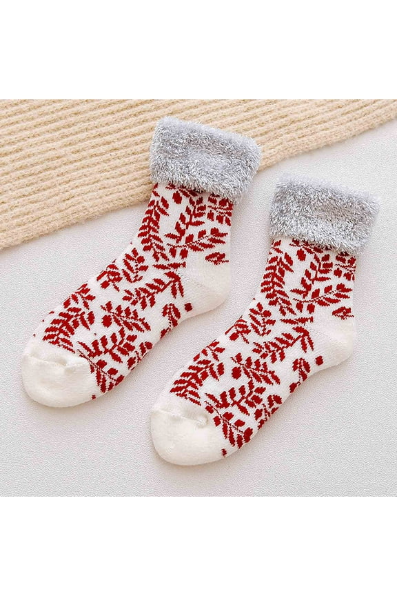 Christmas Socks Mid-tube Thickened Fleece Socks Casual Solid Color Fleece Socks Home Socks