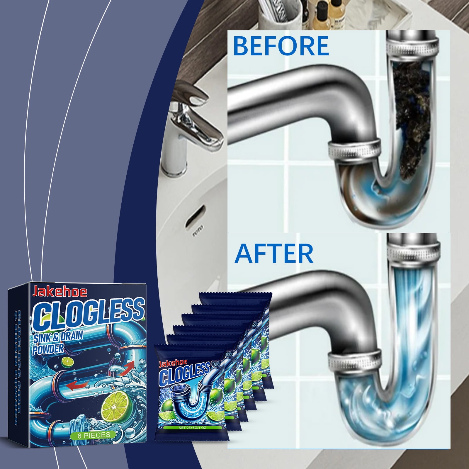 HBBKVI Cleaning Supplies Pipe Dredging Powder Strong Cleaning ...