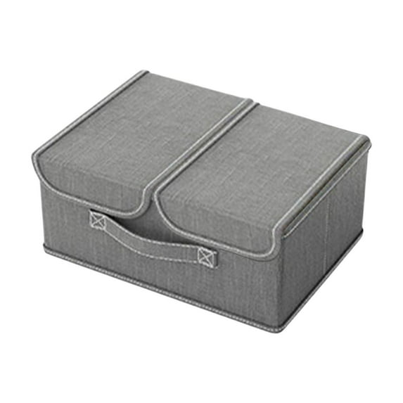 HBBKVI 3.7 Gallon Collapsible Storage Bins Fabric Storage Box with Lids Handles Storage Organizers for Toys Shelves Clothes Papers Books Gray