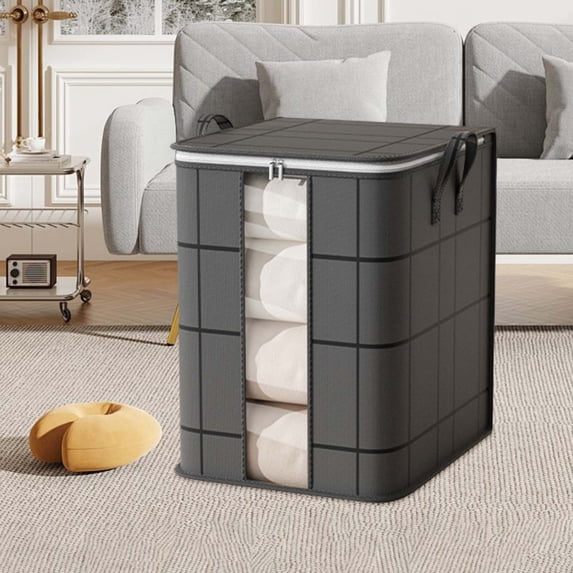 HBBKVI Clothes Storage Bag with Clear Windows, Collapsible Storage Bins for Bedroom Quilt Comforter, Blanket Storage Closet Organizer