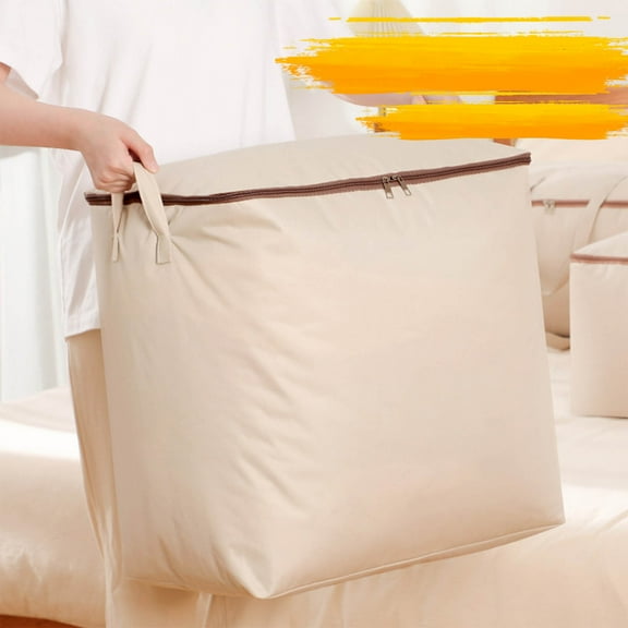 HBBKVI Clothes Storage Bag with Handles, Collapsible Storage Bins for Living Room Bedroom Organization, Quilt Comforter Blanket Storage