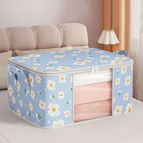 HBBKVI Clothing Storage Bags with Clear Windows, Large Moving Bags for Travel Bedroom Organization, Quilt Pillow Blanket Storage