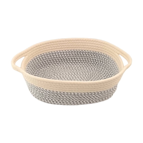 HBBKVI Cotton Rope Storage Basket with Handles 11x6.7x3.3 Inch Storage Basket Cottons Rope Woven Snack Toy Handle Storage Basket Ovals Storage Basket Handle Basket