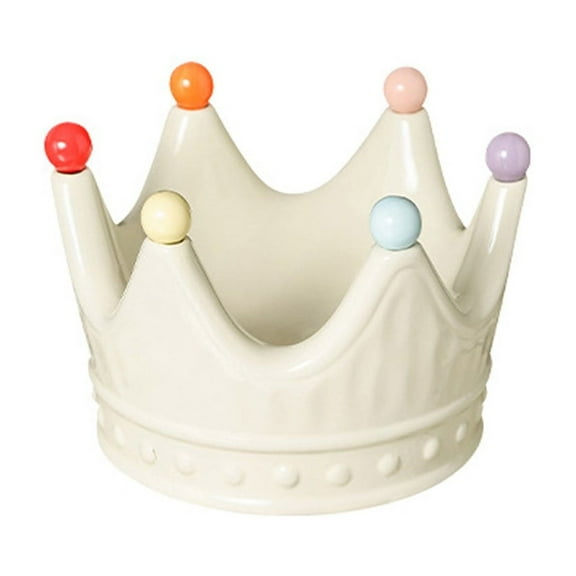 HBBKVI Crown Shaped Ceramic Fruit Bowl with Fork for Home, Snack Serving & Holiday Tabletop Decoration