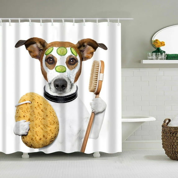 HBBKVI Cute Pet Printed Shower Curtain for Bathroom Waterproof Mildew-Resistant Shower Curtain with Hooks Shower Curtain 59" x 71"