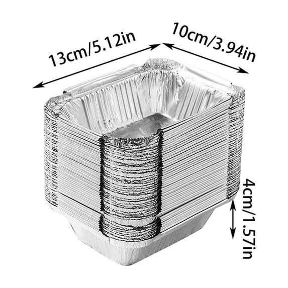 HBBKVI Disposable Aluminum Baking Pans, Heavy-Duty & Eco-Friendly Foil Pans for Baking, Cooking, Food Prep & Storage, 50 Count Value Pack
