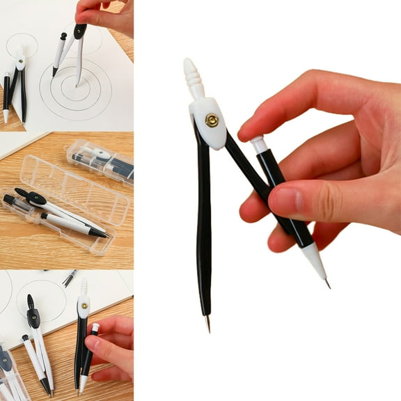 HBBKVI Drawing Compass Set with Lead Core and Eraser Maths Protractor Set Metal Maths Geometry Set Stainless Steel Scribing Tools for Architects, Engineers
