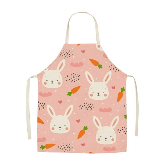 HBBKVI Easter Printed Apron for Kitchen Easter Home Printing Linen Imitation Apron Kitchen Fouling Multi Functional Apron