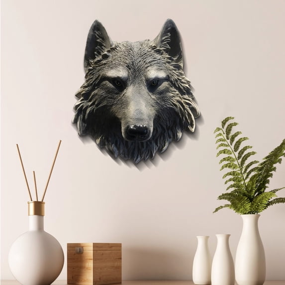 HBBKVI Fall Decor Mount Wall Statue Bust Wolf/Leopard/Bear Head Sculpture for Home Decoration Living Room Bedroom Office Bar