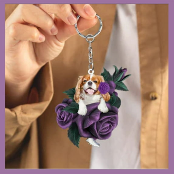 HBBKVI Fall Decor Rose Series Dog Car Pendant Flat Decoration New Car Rearview Mirror Decoration