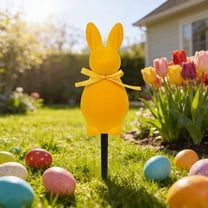 HBBKVI Flocked Easter Bunny Garden Stakes, Multicolor Outdoor Spring Decor for Yards and Parties, 9.4 Inches Tall