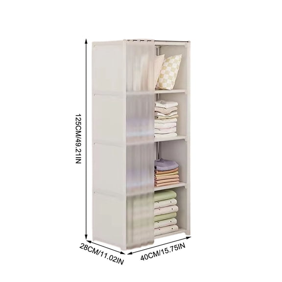 HBBKVI Floor-Standing Multi-Tier Clothing Storage Cabinet with Bookshelf Shelving Floor-Standing Multi-Tier Clothing Storage Cabinet with Bookshelf Shelving