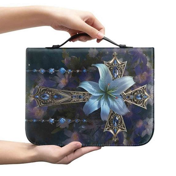 HBBKVI Floral Bible Cover Bible Case Leather Bible Cover Study Bible Carrying Case Bible Organizer Tote Bag Bible Bag with Handles
