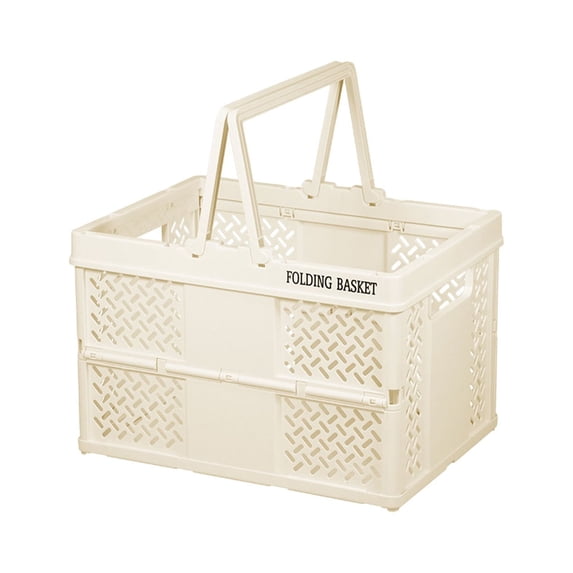 HBBKVI Foldable Plastic Storage Bin with Handle Storage Organizer Box with Handle, Stackable Foldable Plastic Storage Containers, Visible Storage, for Closet, Laundry, Kitc