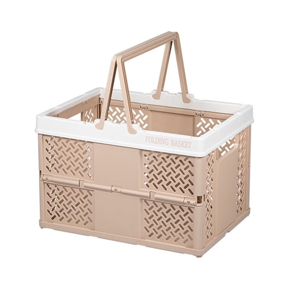 HBBKVI Foldable Plastic Storage Bin with Handle Storage Organizer Box with Handle, Stackable Foldable Plastic Storage Containers, Visible Storage, for Closet, Laundry, Kitc