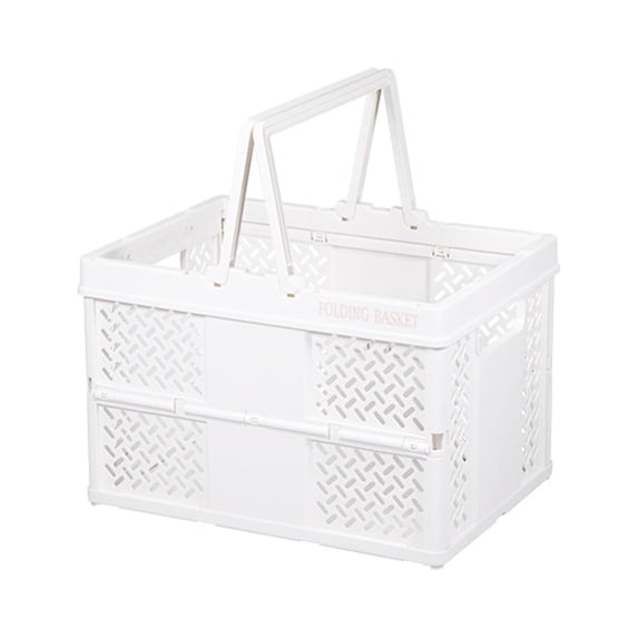 HBBKVI Foldable Plastic Storage Bin with Handle Storage Organizer Box with Handle, Stackable Foldable Plastic Storage Containers, Visible Storage, for Closet, Laundry, Kitc