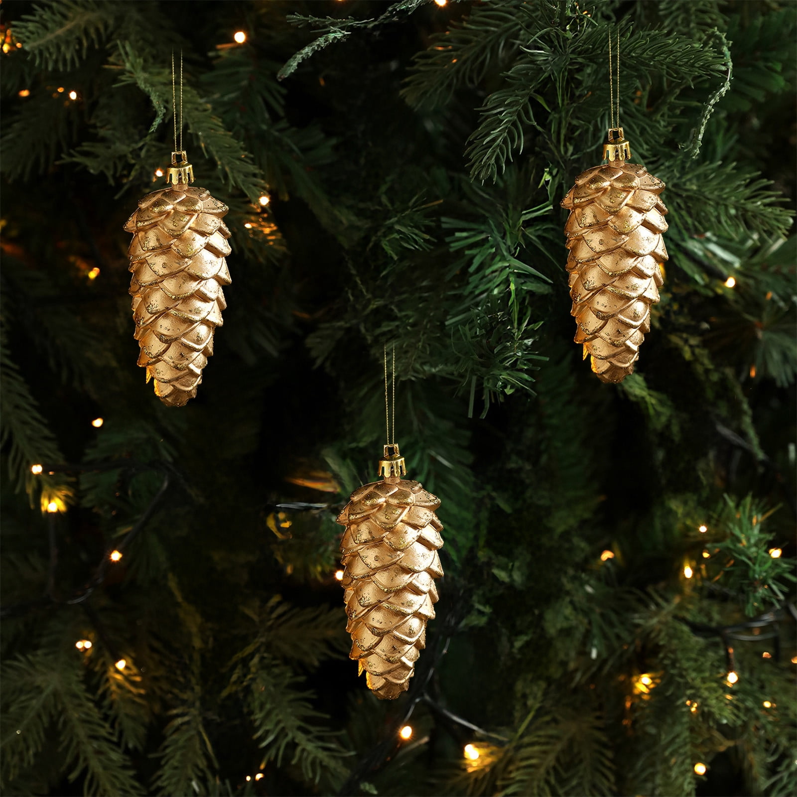 HBBKVI Golden Plastic Christmas Tree Decorations 7.4x7x1.8in Golden