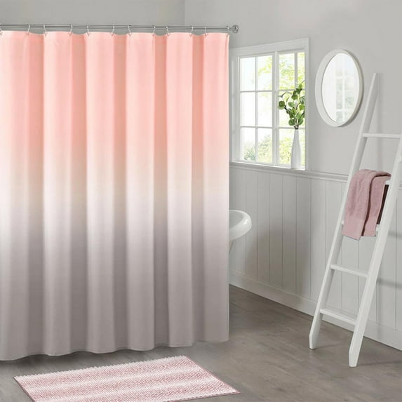 HBBKVI Gradient Color Shower Curtain for Bathroom Polyester Quick-Drying Shower Curtain with Hooks Pink Shower Curtain 71" x 71"