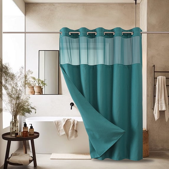 HBBKVI Grommet Shower Curtain Liner 230GSM Waterproof Fabric Hotel Shower Curtain for Bathroom Green Shower Curtain 71" x 74"