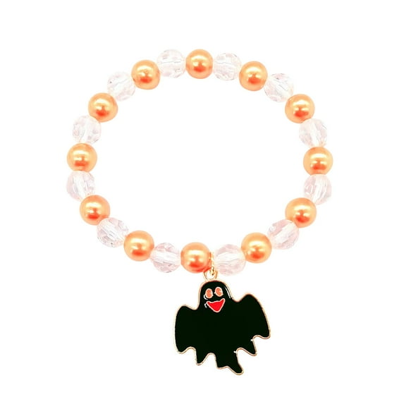 HBBKVI Halloween Decorations, Halloween Hand Beaded Hand Decorated Pumpkin Halloween Orange Bracelet