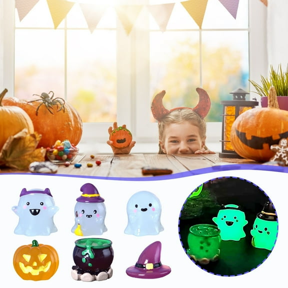 HBBKVI Halloween Decorations Mini Halloween Garden Figurines Cute Pumpkin Ghost Miniature Model Witch Figurines Decorated Halloween Party DIY Decoration
