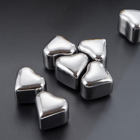 HBBKVI Heart-shaped Stainless Steel Ice Cubes, Reusable Drink for Cocktails and Wine, Non-Diluting Rapid Cooling and Easy to Clean