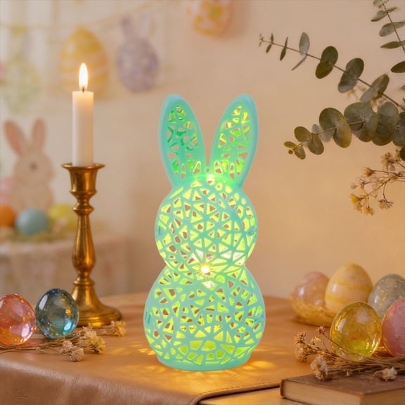 HBBKVI Hollow Rabbit Lamp Easter Bunny Light Battery-Operated for Party Decoration Indoor Outdoor Use, 4.9x2.4in, 5 Colors