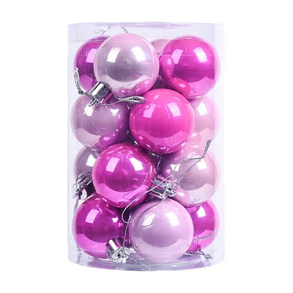 HBBKVI Hot Pink 1.6" Christmas Balls Christmas Tree Decoration Ornaments Shatterproof Hanging Balls for Birthday Halloween Holiday Wedding Decorations Set of 16pcs