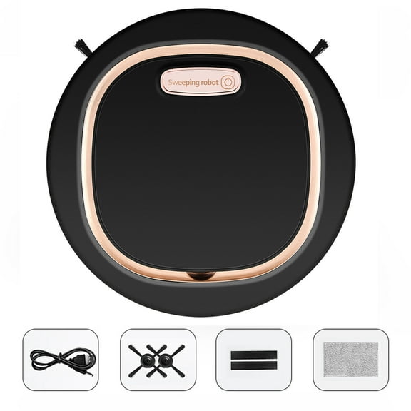 HBBKVI Intelligent Sweeping Robot Vacuum Cleaner, 2000Pa Suction, Dual Rotating Brushes, 1500mAh Battery, USB Charging, 80min Run Time, for Home Use