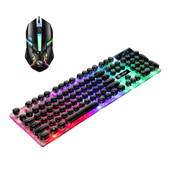 HBBKVI Keyboard, GTX300 Punk Keyboard Mouse Backlight Game E-sports Suit USB Wired Luminous Suspension Key Mouse Suit 104 Key Mechanical Handle