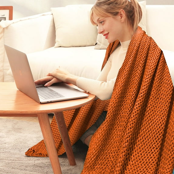 HBBKVI Knit Throw Blanket with Tassels 50" × 72", Red Lightweight Throw Blanket for Couch Sofa, Cozy Soft Throws Home Decor