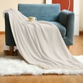thumbnail image 1 of HBBKVI Knitted Throw Blanket with Tassels 50" × 72", White Throw Blanket for Chair Couch Sofa, Soft Cozy Flannel Throws, 1 of 6
