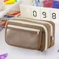 thumbnail image 1 of HBBKVI Large Capacity Pencil Case, 9 Compartments Multi-Purpose Pencil Bag for Adults Office College, Clear Stationery Bag with Zipper Coffee, 1 of 9