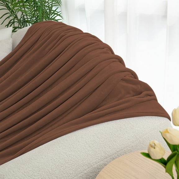 HBBKVI Luxury Fleece Throw Blanket 39" × 55", Brown Throw Blanket for Chair Couch, Soft Cozy Flannel Throws