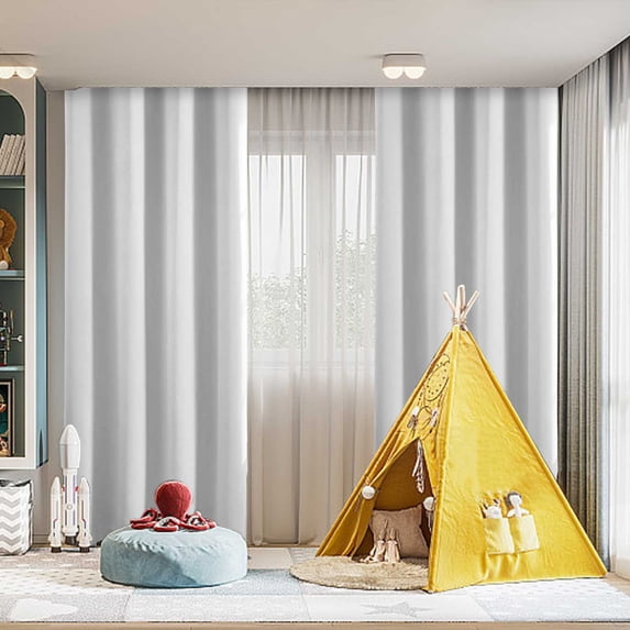 HBBKVI Luxury Blackout Curtains 52" × 63", Grommet Thermal Insulated Curtains for Bedroom Living Room, Noise Reduction Curtain Panels White
