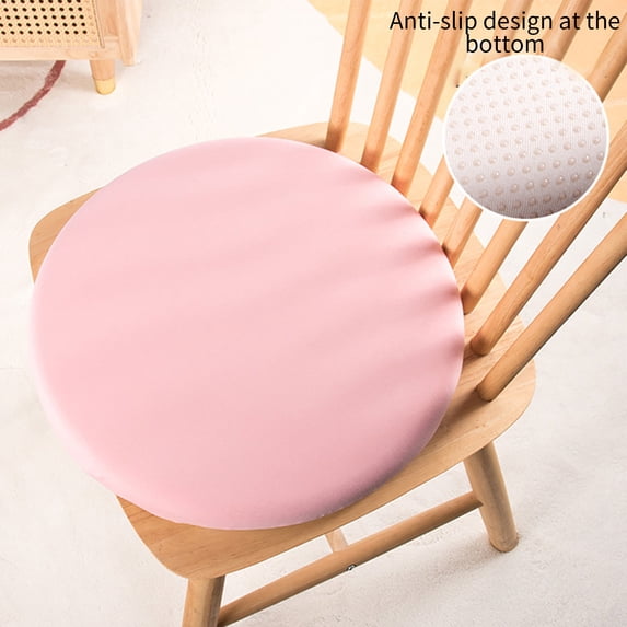 HBBKVI Memory Foam Chair Cushion with Knitted Cover, Non-Slip Gripper for Office Chair Rocking Chair, Indoor Outdoor Use, 14" Round, Pink, Thick & Breathable
