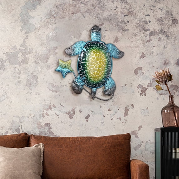 HBBKVI Metal Sea Turtle Wall Decor Sea Turtle Wall Art Decoration for Home Bedroom Living Room Office Garden Fence Aquarium Wall Decor Blue