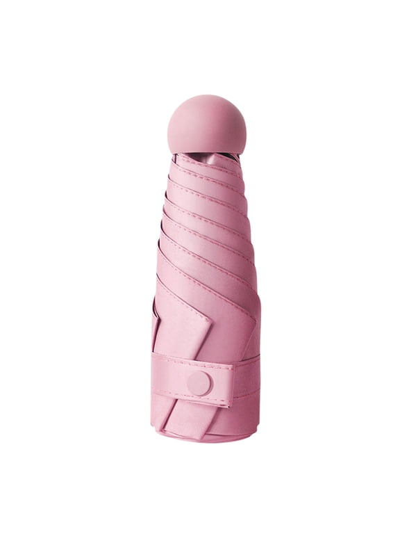 Mini Umbrella, Anti-UV Windproof Folding Compact Umbrella for Rain Travel Outdoor, Portable Parasol Umbrella, Pink