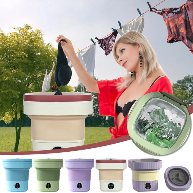 HBBKVI Mini Washing Machine Foldable Bucket Type Laundry Clothes Washer Cleaner Travel