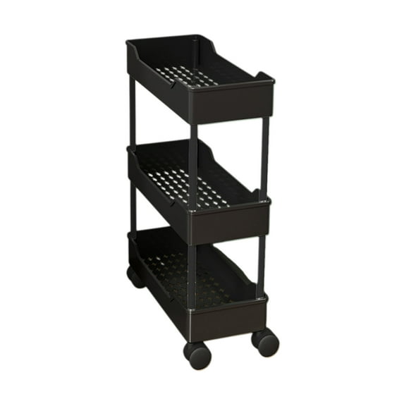 HBBKVI Mobile Storage Cart with Wheels, 35x16x6in Rolling Storage Rack, Multi-Tier Adjustable Shelf for Bathroom Kitchen Living Room, Easy Assembly