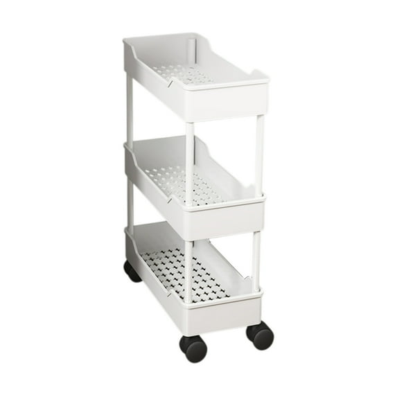 HBBKVI Mobile Storage Cart with Wheels, 35x16x6in Rolling Storage Rack, Multi-Tier Adjustable Shelf for Bathroom Kitchen Living Room, Easy Assembly
