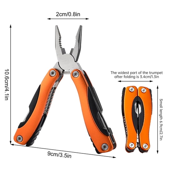 HBBKVI Multifunctional Foldable Mini Pliers for Outdoor, Fire Truck Mounted, Climbing - All-in-One Tool with Pliers, Cutter, Knife, Screwdriver, Opener - Portable Folding Design