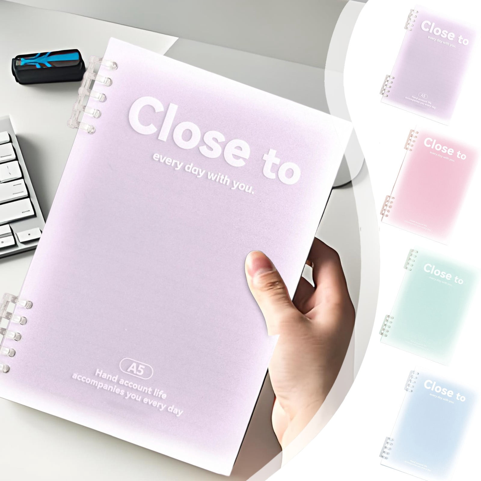HBBKVI Notebook, B5 Horizontal Thickened Coil Notebook Excerpt Colorful Plastic Cover Notebook Quality Writing Paper No Additive