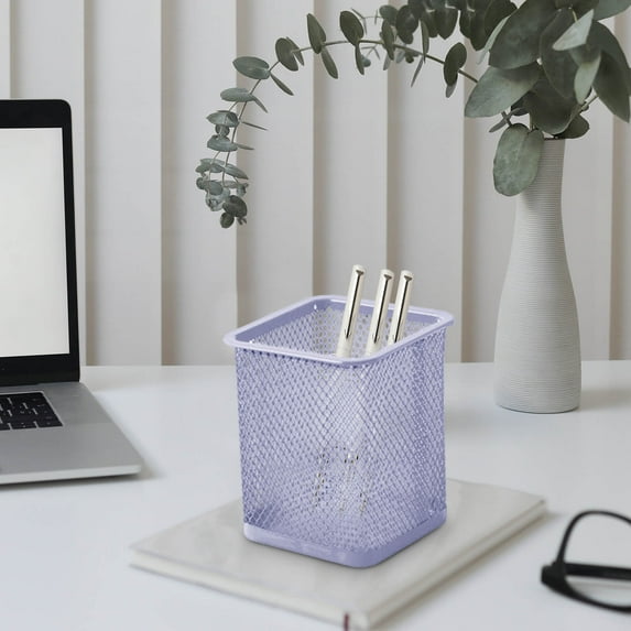 HBBKVI Pencil Holder, Square Metal Mesh Pen Holder for Home Office, Desk Organizer Makeup Brush Holder