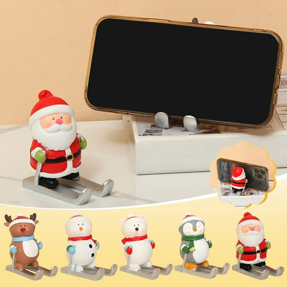 HBBKVI Phone Holder Cute Christmas Gift Desktop Phone Santa Claus Penguin Bear Snowman Ornament Girl Heart Tablet