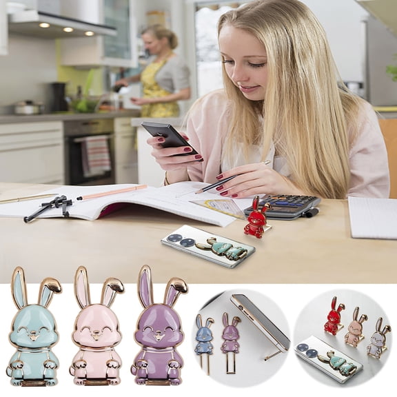 HBBKVI Phone Holder Foldable Bunny Phone Bracket Mobile Phone Desktop Cute Card Ventilated Student Gift Suitable for Flat Panel Live Broadcast