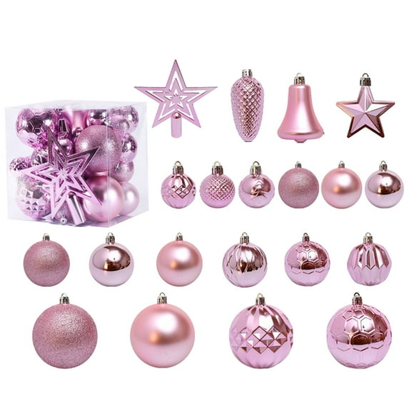HBBKVI Pink 3.1" Christmas Balls Christmas Tree Decoration Ornaments Shatterproof Hanging Balls for Birthday Halloween Holiday Wedding Decorations Set of 45pcs
