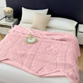 thumbnail image 1 of HBBKVI Pink Throw Blanket 39"x28", Double Layer Raschel, Soft Thick and Warm, for Couch Sofa Bed, Cozy Striped Design, 1 of 5